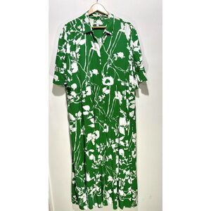 Chicos maxi dress tiered broomstick rayon silk kelly green floral comfy women 20
